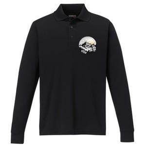 Circular Mountain Landscape for Hiking Lovers Camping Performance Long Sleeve Polo