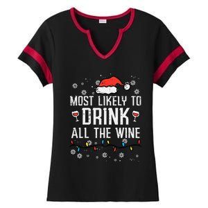 Christmas Most Likely Funny Xmas Family Mom Ladies Halftime Notch Neck Tee