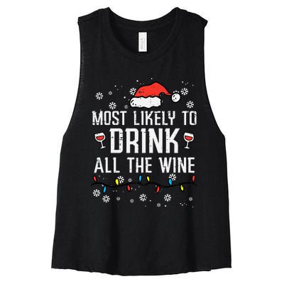 Christmas Most Likely Funny Xmas Family Mom Women's Racerback Cropped Tank