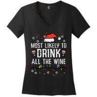 Christmas Most Likely Funny Xmas Family Mom Women's V-Neck T-Shirt