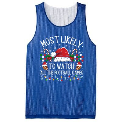 Christmas Most Likely To Watch Football Games Family Funny Gift Mesh Reversible Basketball Jersey Tank