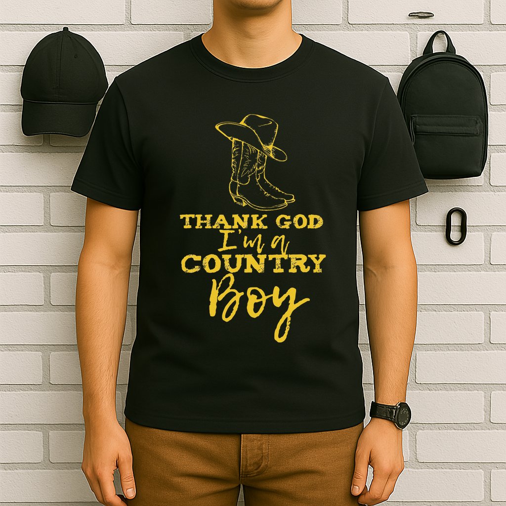Country Music Lyrics Quotes Thank God IM A Country Boy T-Shirt
