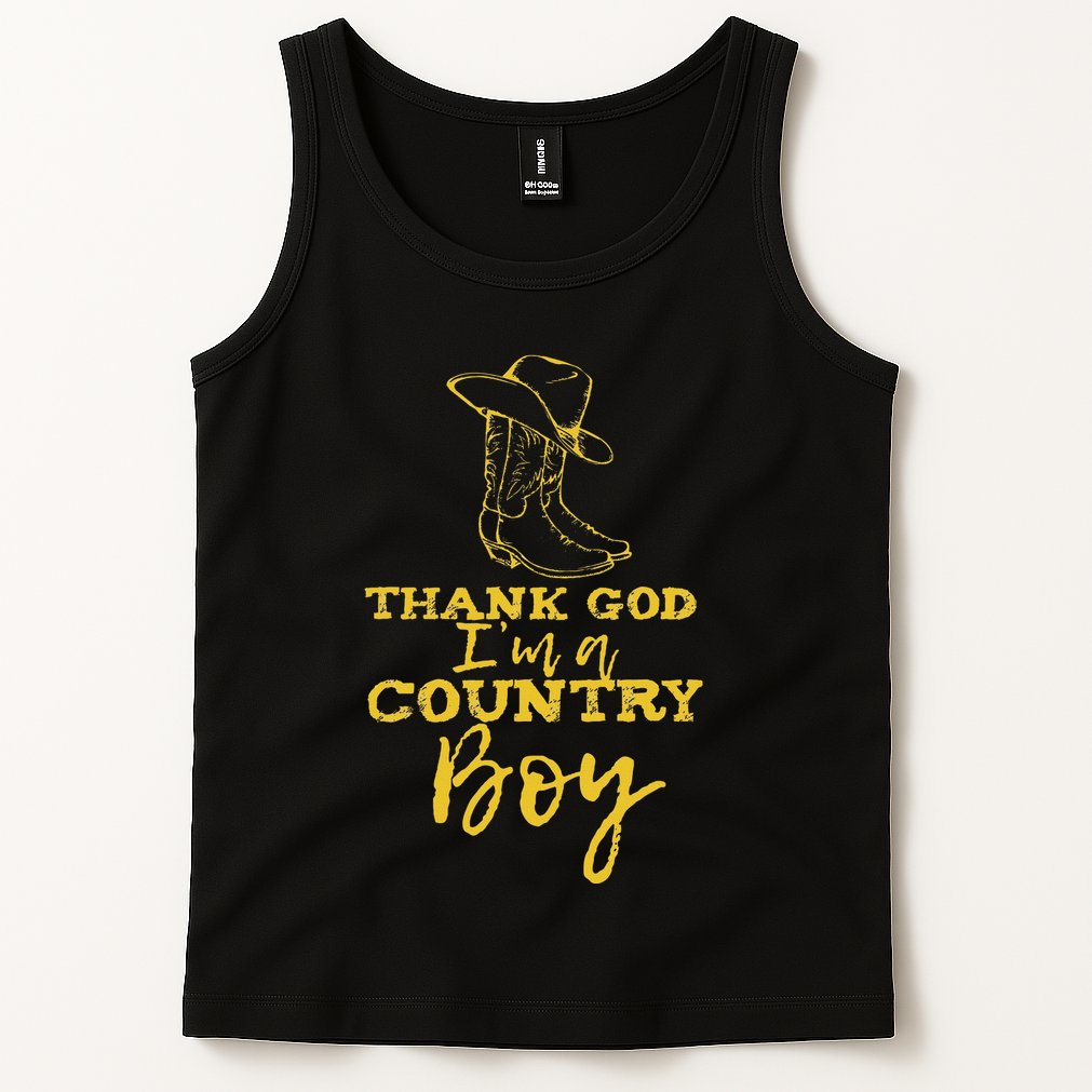 Country Music Lyrics Quotes Thank God IM A Country Boy Tank Top