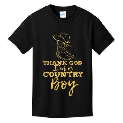 Country Music Lyrics Quotes Thank God IM A Country Boy Kids T-Shirt