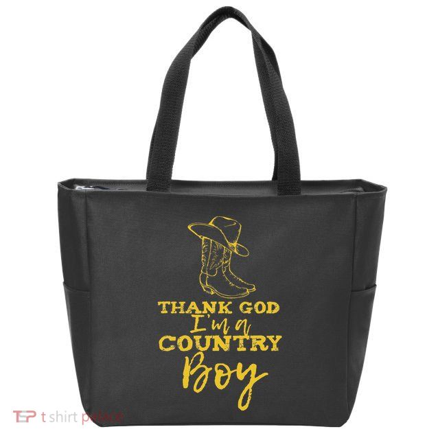 Country Music Lyrics Quotes Thank God IM A Country Boy Zip Tote Bag