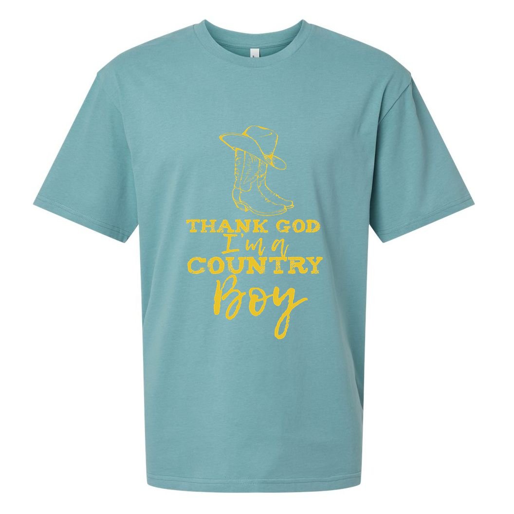 Country Music Lyrics Quotes Thank God IM A Country Boy Sueded Cloud Jersey T-Shirt
