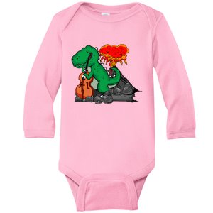 Contrabass Music Lover Dinosaur Musician Double Bass Baby Long Sleeve Bodysuit