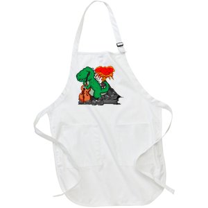 Contrabass Music Lover Dinosaur Musician Double Bass Full-Length Apron With Pockets