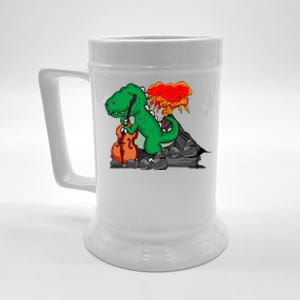 Contrabass Music Lover Dinosaur Musician Double Bass Beer Stein