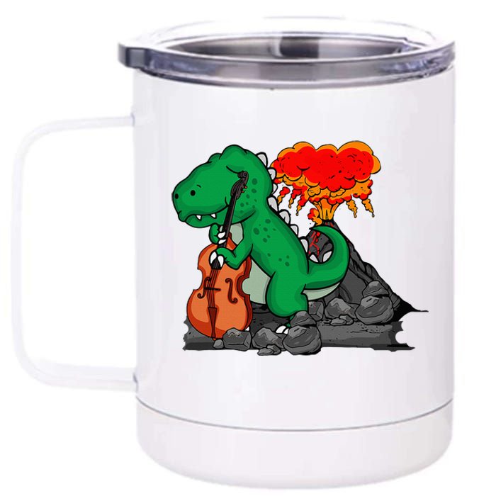 Contrabass Music Lover Dinosaur Musician Double Bass 12 oz Stainless Steel Tumbler Cup