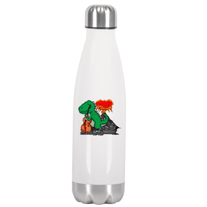 Contrabass Music Lover Dinosaur Musician Double Bass Stainless Steel Insulated Water Bottle