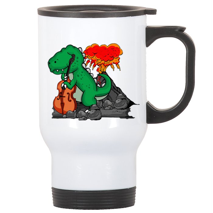 Contrabass Music Lover Dinosaur Musician Double Bass Stainless Steel Travel Mug