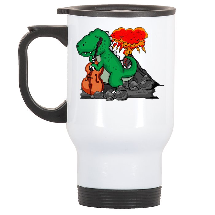 Contrabass Music Lover Dinosaur Musician Double Bass Stainless Steel Travel Mug