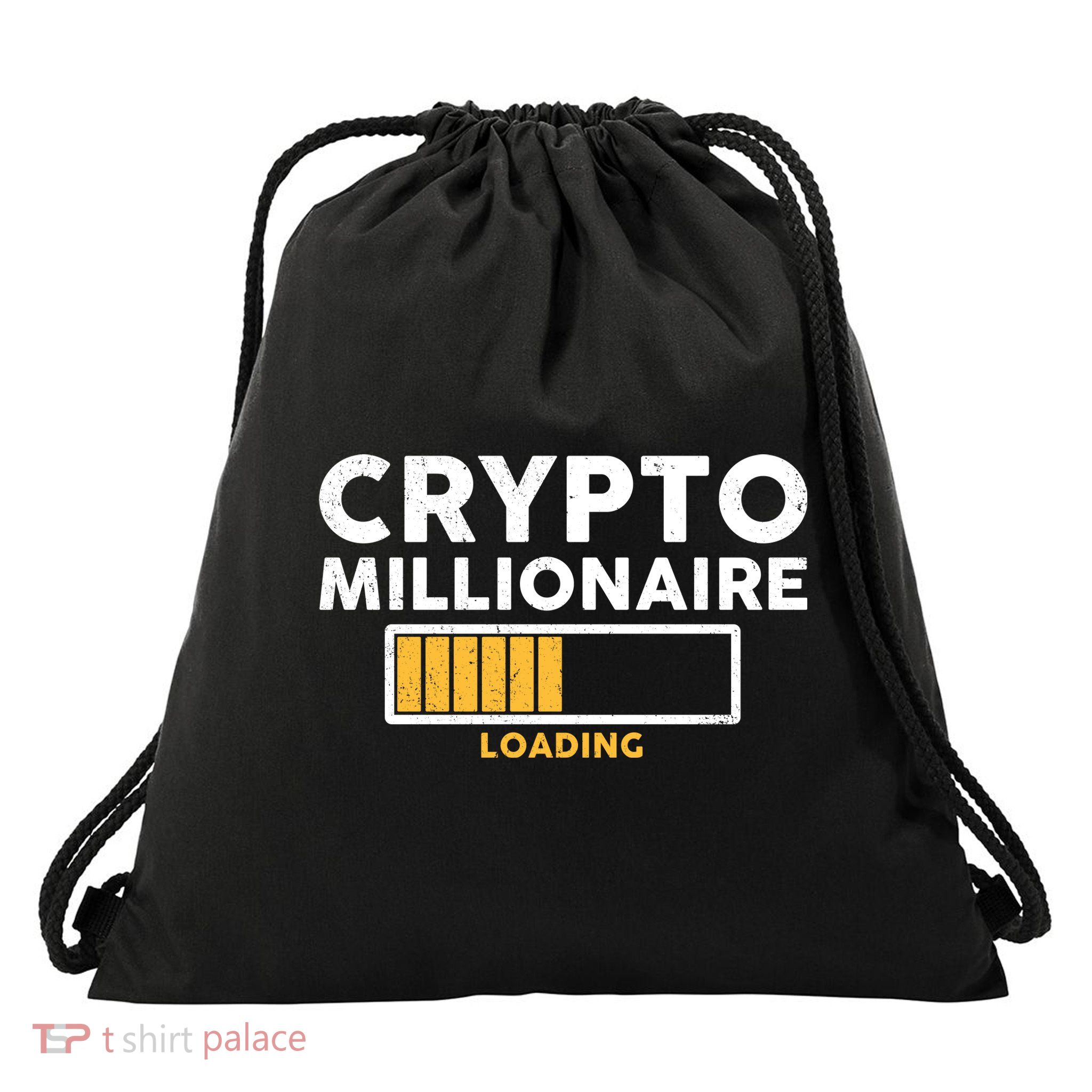 Crypto Millionaire Loading Drawstring Bag