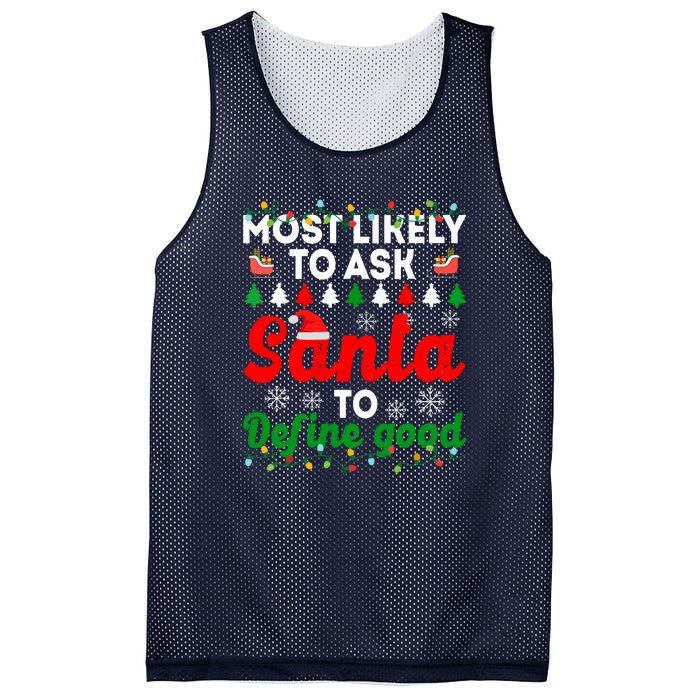 Christmas Most Likely To Ask Santa To Define Good Family Matching Gift Mesh Reversible Basketball Jersey Tank