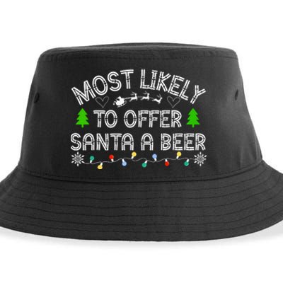 Christmas Most Likely To Offer Santa A Beer Funny Drinking Gift Sustainable Bucket Hat