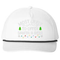 Christmas Most Likely To Offer Santa A Beer Funny Drinking Gift Snapback Five-Panel Rope Hat