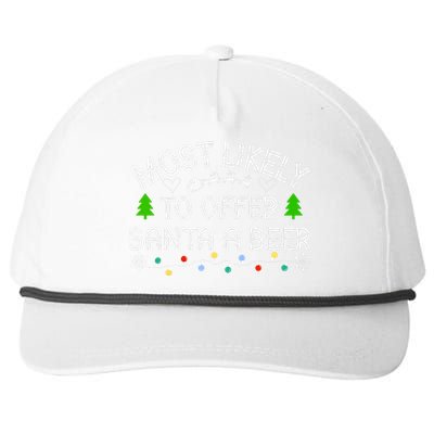 Christmas Most Likely To Offer Santa A Beer Funny Drinking Gift Snapback Five-Panel Rope Hat