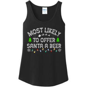 Christmas Most Likely To Offer Santa A Beer Funny Drinking Gift Ladies Essential Tank