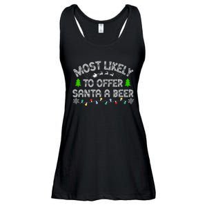 Christmas Most Likely To Offer Santa A Beer Funny Drinking Gift Ladies Essential Flowy Tank