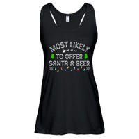 Christmas Most Likely To Offer Santa A Beer Funny Drinking Gift Ladies Essential Flowy Tank