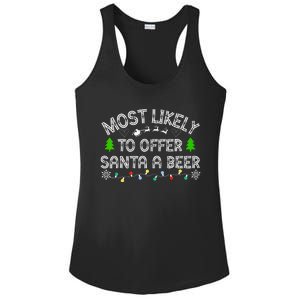 Christmas Most Likely To Offer Santa A Beer Funny Drinking Gift Ladies PosiCharge Competitor Racerback Tank