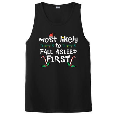 Christmas Most Likely To Fall Asleep First Funny Xmas Family Gift PosiCharge Competitor Tank