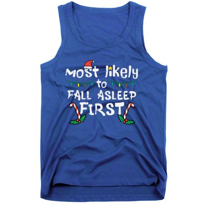 Christmas Most Likely To Fall Asleep First Funny Xmas Family Gift Tank Top