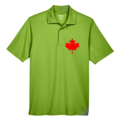 Canada Maple Leaf Canadian Flag Distressed Design Cool Gift Men's Origin Performance Piqué Polo