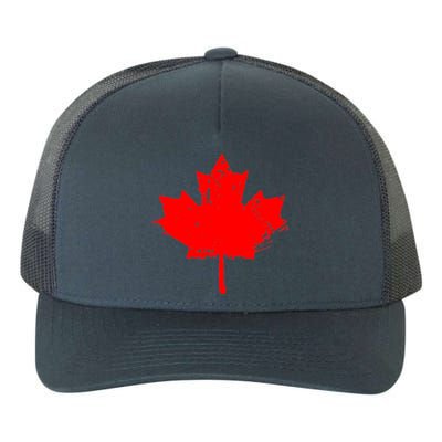 Canada Maple Leaf Canadian Flag Distressed Design Cool Gift Yupoong Adult 5-Panel Trucker Hat