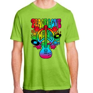 Cute Music Lover Colorful Guitar Lover Peace Love Music Adult ChromaSoft Performance T-Shirt