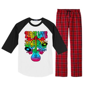 Cute Music Lover Colorful Guitar Lover Peace Love Music Raglan Sleeve Pajama Set