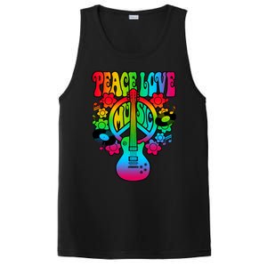 Cute Music Lover Colorful Guitar Lover Peace Love Music PosiCharge Competitor Tank