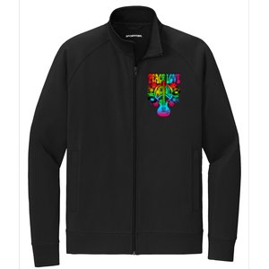 Cute Music Lover Colorful Guitar Lover Peace Love Music Stretch Full-Zip Cadet Jacket