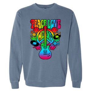 Cute Music Lover Colorful Guitar Lover Peace Love Music Garment-Dyed Sweatshirt