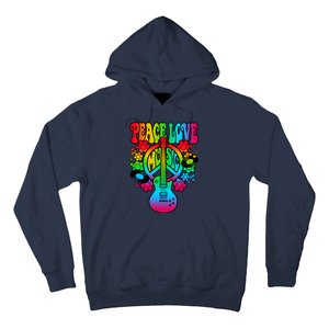 Cute Music Lover Colorful Guitar Lover Peace Love Music Hoodie