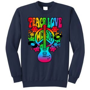 Cute Music Lover Colorful Guitar Lover Peace Love Music Sweatshirt