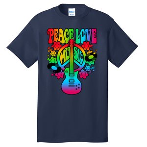 Cute Music Lover Colorful Guitar Lover Peace Love Music Tall T-Shirt