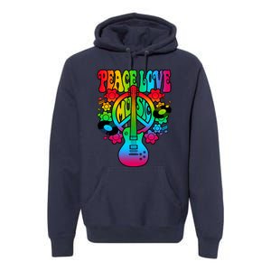 Cute Music Lover Colorful Guitar Lover Peace Love Music Premium Hoodie