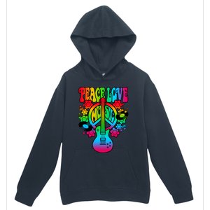 Cute Music Lover Colorful Guitar Lover Peace Love Music Urban Pullover Hoodie