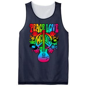 Cute Music Lover Colorful Guitar Lover Peace Love Music Mesh Reversible Basketball Jersey Tank