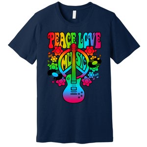 Cute Music Lover Colorful Guitar Lover Peace Love Music Premium T-Shirt