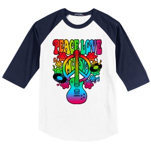 Cute Music Lover Colorful Guitar Lover Peace Love Music Baseball Sleeve Shirt