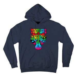 Cute Music Lover Colorful Guitar Lover Peace Love Music Tall Hoodie