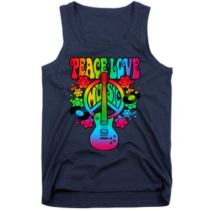 Cute Music Lover Colorful Guitar Lover Peace Love Music Tank Top