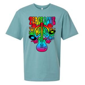 Cute Music Lover Colorful Guitar Lover Peace Love Music Sueded Cloud Jersey T-Shirt