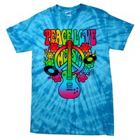 Cute Music Lover Colorful Guitar Lover Peace Love Music Tie-Dye T-Shirt