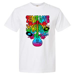 Cute Music Lover Colorful Guitar Lover Peace Love Music Garment-Dyed Heavyweight T-Shirt