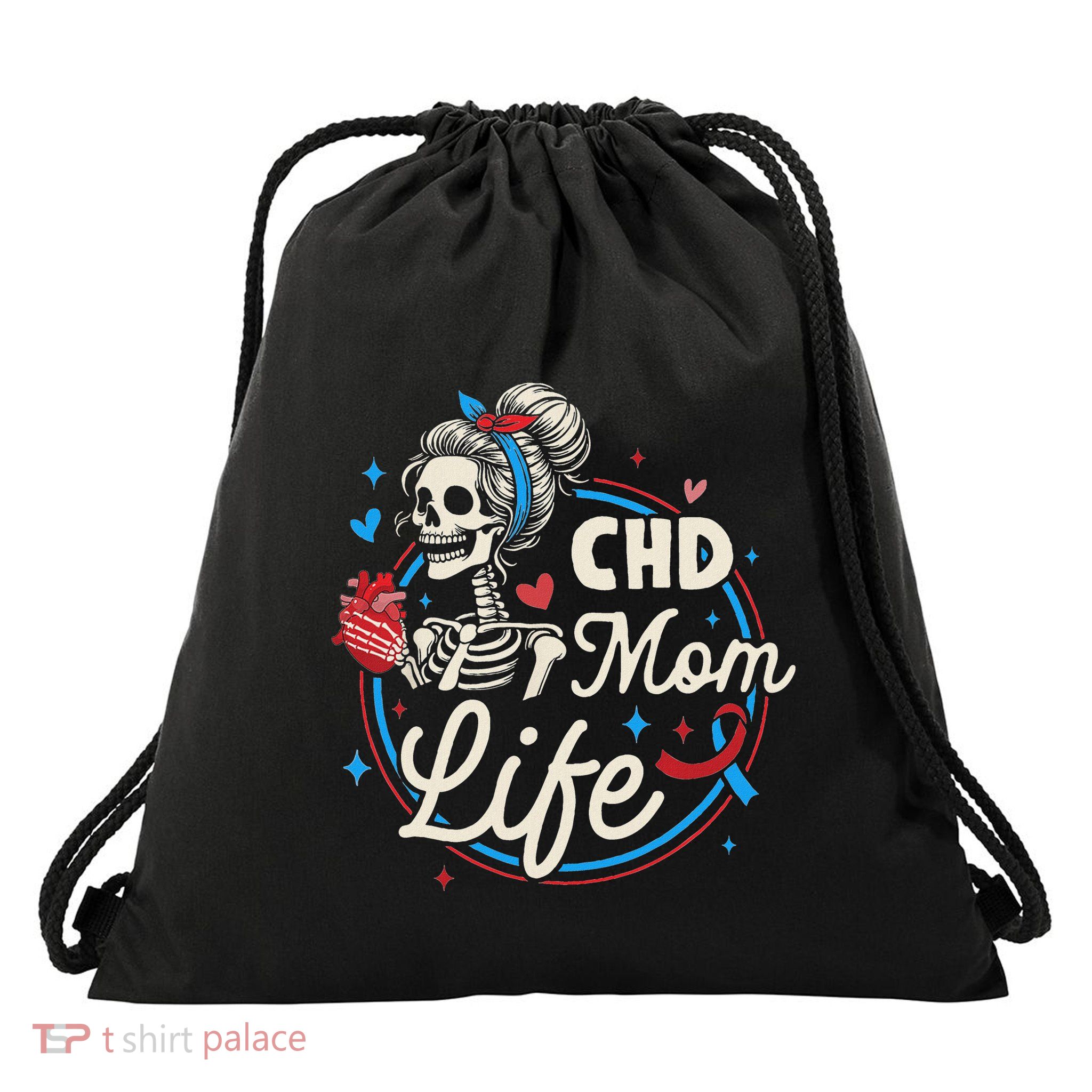 Chd Mom Life Mom Of A Chd Warrior Mother Chd Awareness Drawstring Bag