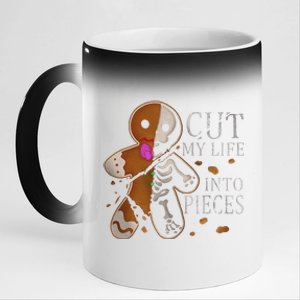 Cut My Life Into Pieces Gingerbread Christmas 11oz Black Color Changing Mug